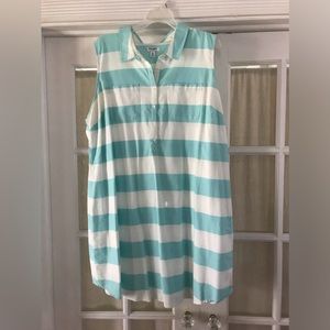 Aqua and white stripe Old Navy sleeveless dress.  Size XXL